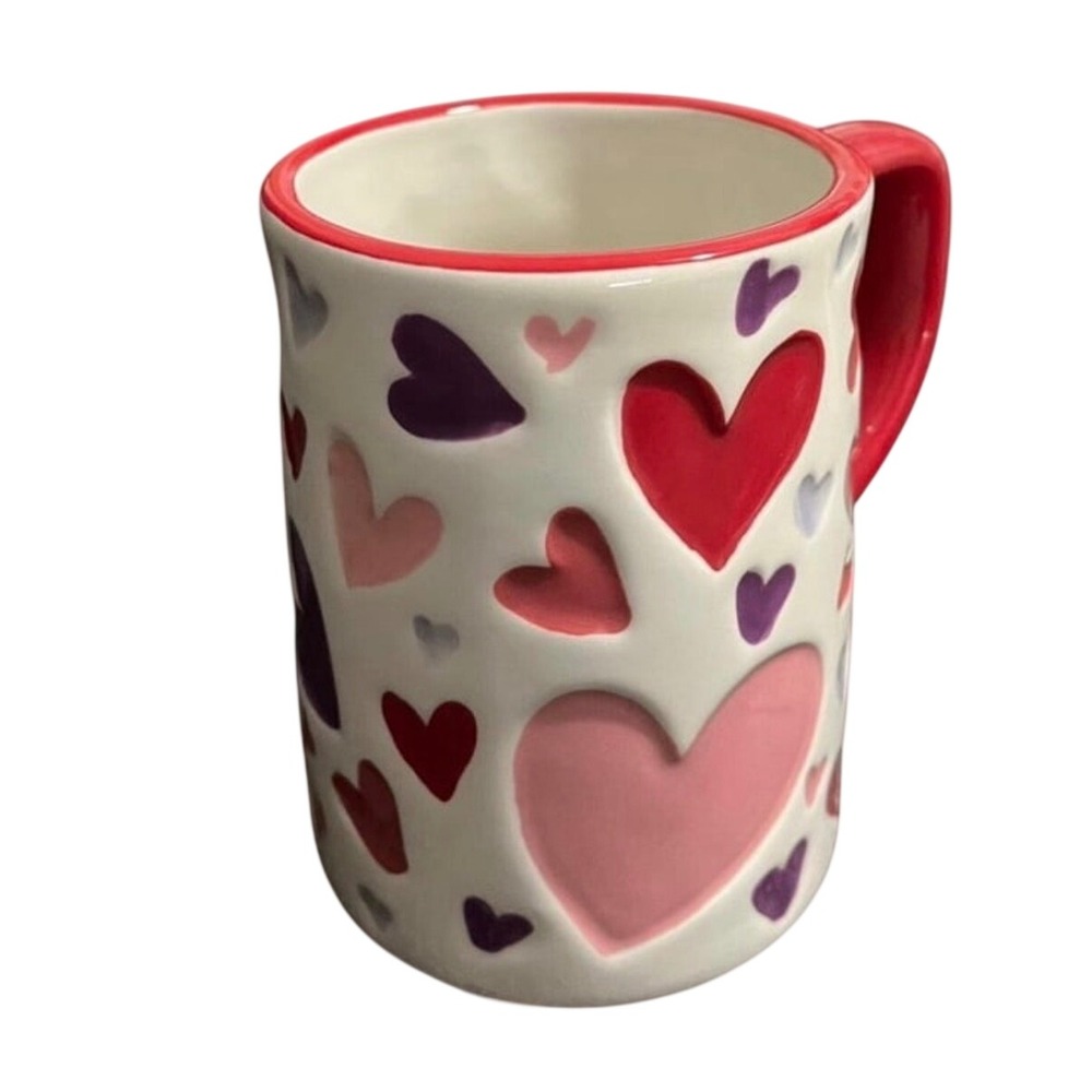 Hearts Mug 16 oz White Red Pink Purple Ceramic Mug Lang by Design Group